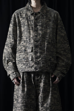 画像をギャラリービューアに読み込む, KLASICA "IRWELL" CURVED ARM BUTTON BLOUSON / BACK JACQUARD HOUND TOOTH CAMO (FOREST)