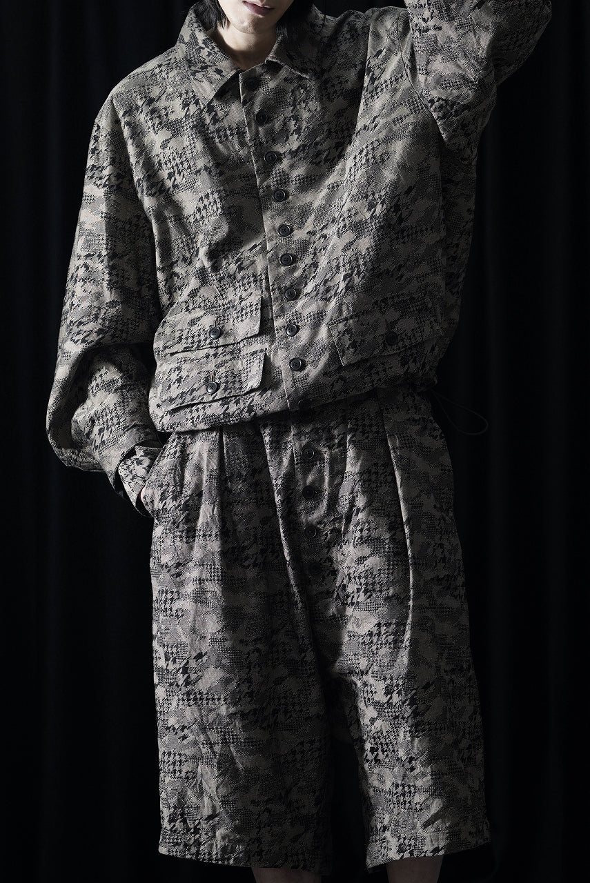 画像をギャラリービューアに読み込む, KLASICA "IRWELL" CURVED ARM BUTTON BLOUSON / BACK JACQUARD HOUND TOOTH CAMO (FOREST)