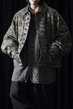 画像をギャラリービューアに読み込む, KLASICA "IRWELL" CURVED ARM BUTTON BLOUSON / BACK JACQUARD HOUND TOOTH CAMO (FOREST)