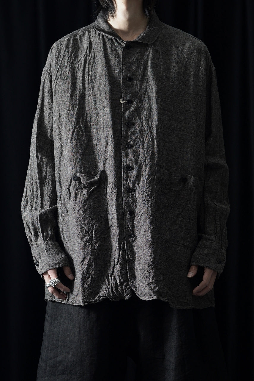 画像をギャラリービューアに読み込む, KLASICA "SH-051" BACK FLAP SHIRTS with BIG POCKETS / ANCIENT COLORED LINEN CHAMBRAY (BROWN)