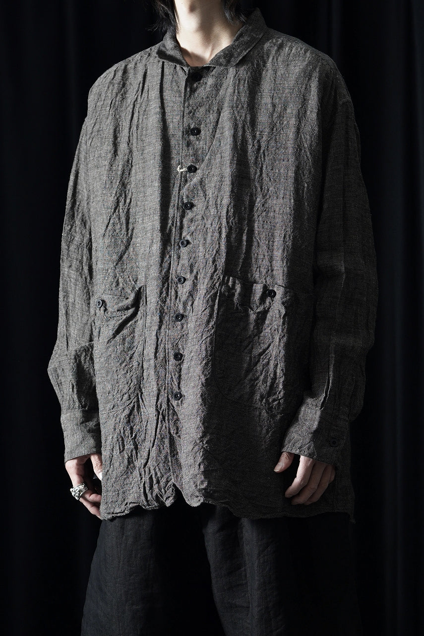 画像をギャラリービューアに読み込む, KLASICA "SH-051" BACK FLAP SHIRTS with BIG POCKETS / ANCIENT COLORED LINEN CHAMBRAY (BROWN)