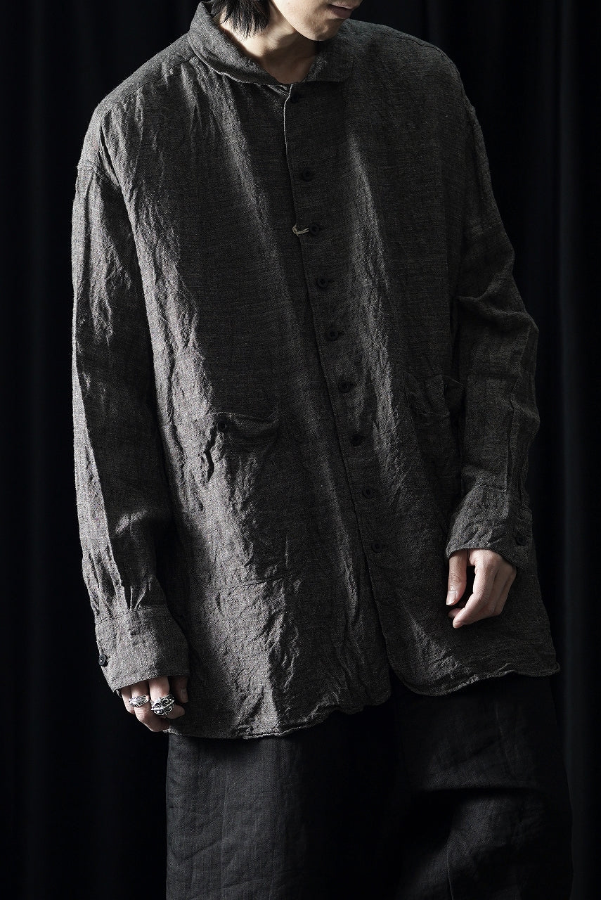画像をギャラリービューアに読み込む, KLASICA "SH-051" BACK FLAP SHIRTS with BIG POCKETS / ANCIENT COLORED LINEN CHAMBRAY (BROWN)