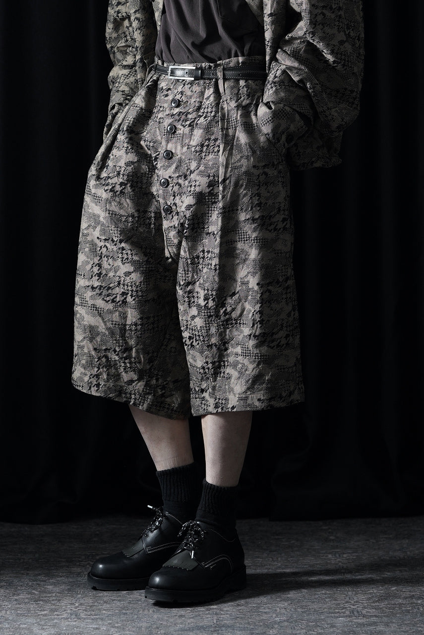 画像をギャラリービューアに読み込む, KLASICA "SABRON 66" RE CONSTRUCTED MID PANTS / BACK JACQUARD HOUND TOOTH CAMO (FOREST)