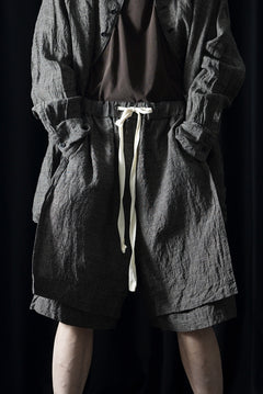 画像をギャラリービューアに読み込む, KLASICA "VENT" LAYERED WIDE SHORTS / ANCIENT COLORED LINEN CHAMBRAY (BROWN)