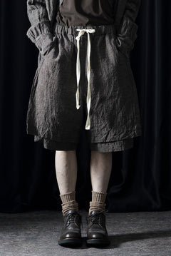 画像をギャラリービューアに読み込む, KLASICA "VENT" LAYERED WIDE SHORTS / ANCIENT COLORED LINEN CHAMBRAY (BROWN)