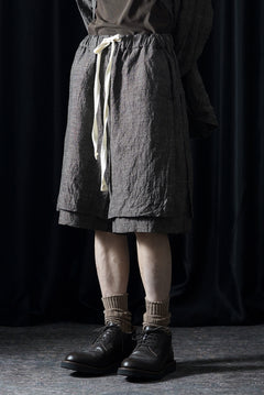 画像をギャラリービューアに読み込む, KLASICA "VENT" LAYERED WIDE SHORTS / ANCIENT COLORED LINEN CHAMBRAY (BROWN)
