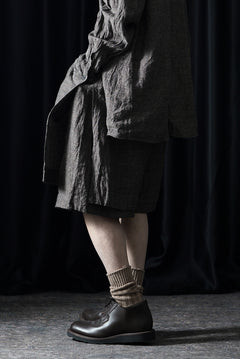 画像をギャラリービューアに読み込む, KLASICA "VENT" LAYERED WIDE SHORTS / ANCIENT COLORED LINEN CHAMBRAY (BROWN)