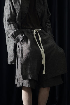画像をギャラリービューアに読み込む, KLASICA "VENT" LAYERED WIDE SHORTS / ANCIENT COLORED LINEN CHAMBRAY (BROWN)