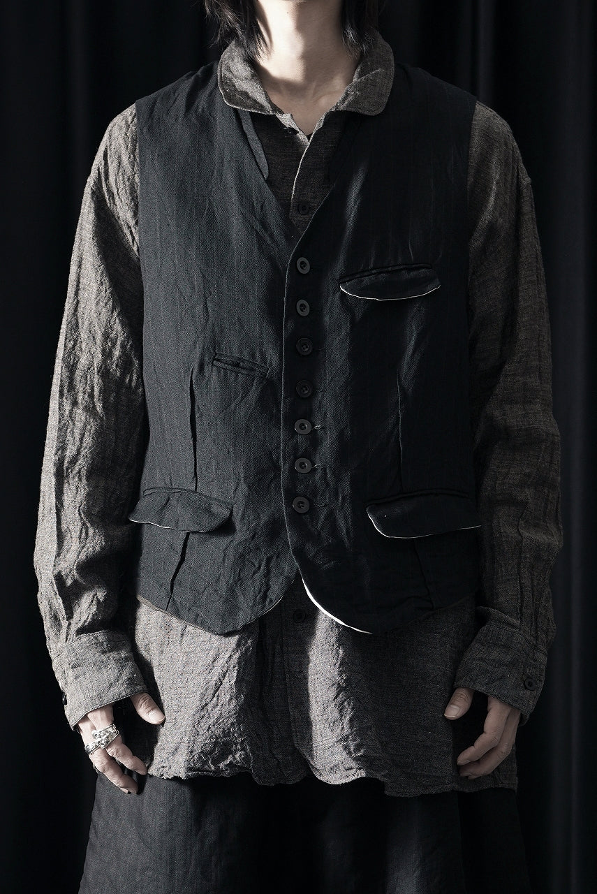 画像をギャラリービューアに読み込む, KLASICA "JEUNET" SQUARE SHAPED LOOSE VEST / OBSCURE STRIPED 3/3 MINI HBT (MID NIGHT)