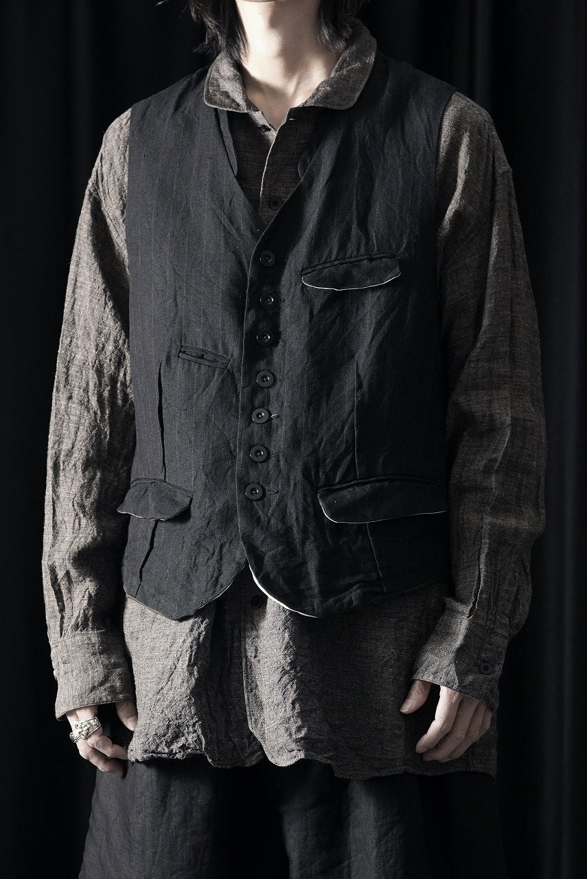 画像をギャラリービューアに読み込む, KLASICA "JEUNET" SQUARE SHAPED LOOSE VEST / OBSCURE STRIPED 3/3 MINI HBT (MID NIGHT)