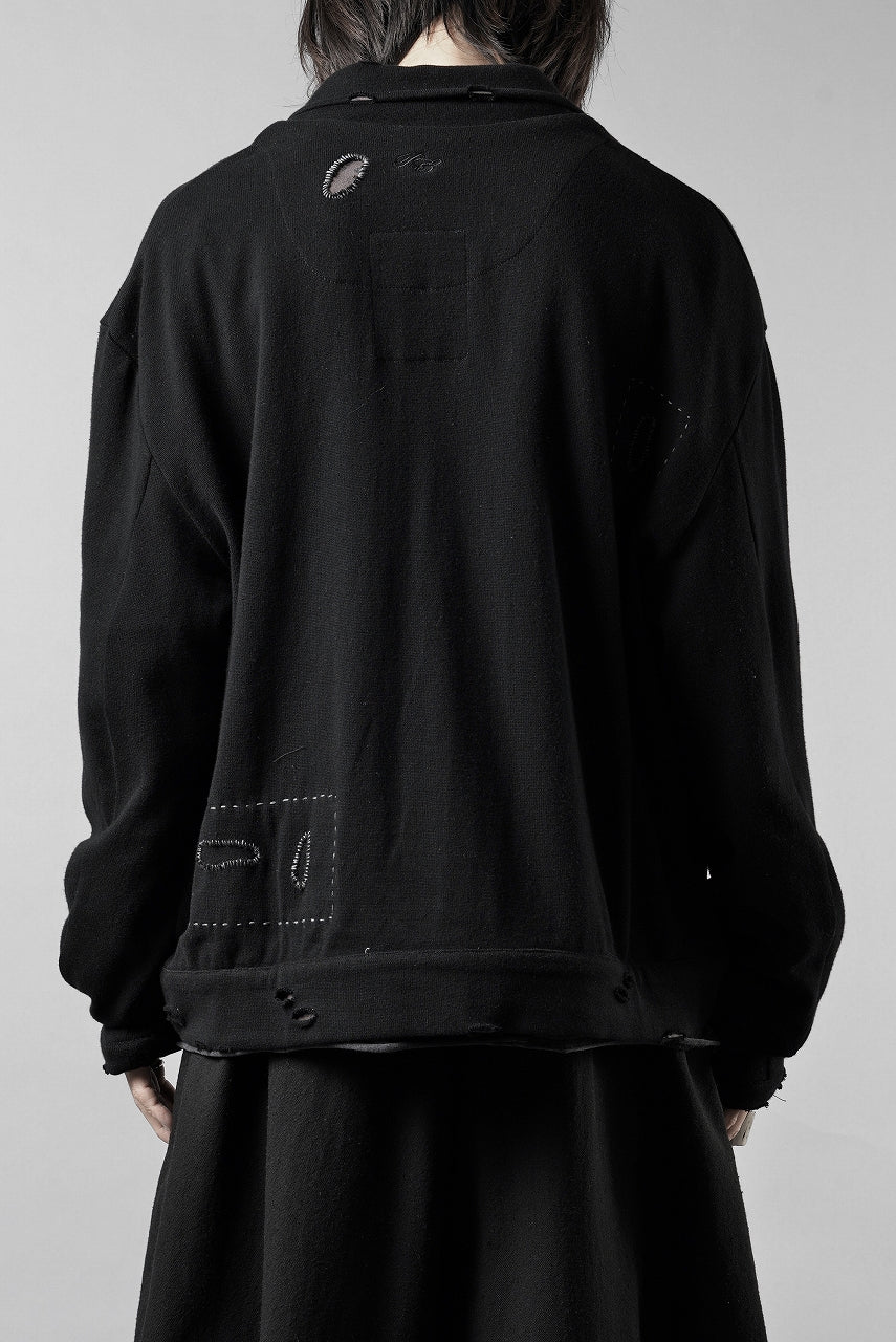 Load image into Gallery viewer, Professor.E DESTROYED KNIT WORK JACKET (BLACK)