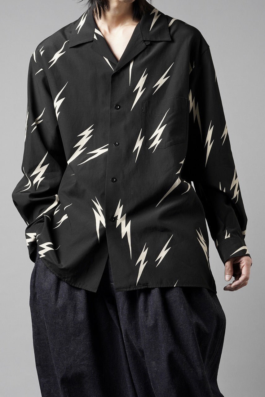 Y's for men x MASSES TE PATTERN DISCHARGE PRINT L/S SHIRT (BLACK)