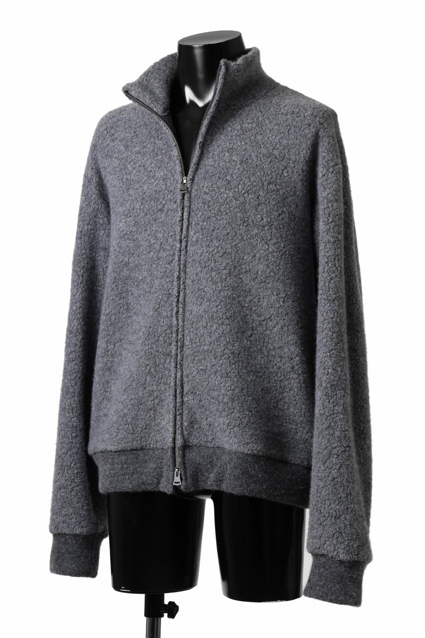 画像をギャラリービューアに読み込む, sus-sous Full Zip Track Jacket / Wool Boa Knit (GRAY)