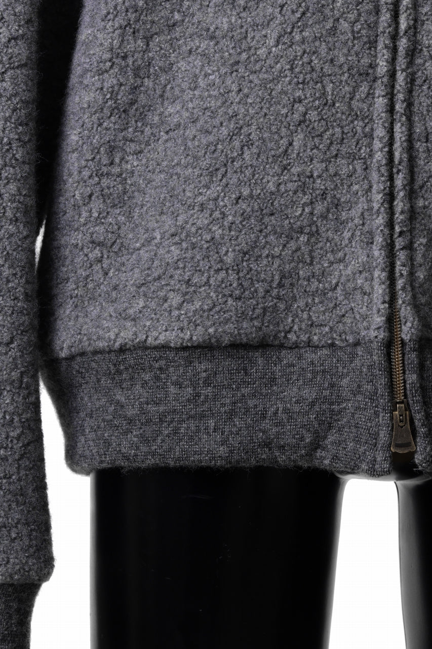 画像をギャラリービューアに読み込む, sus-sous Full Zip Track Jacket / Wool Boa Knit (GRAY)