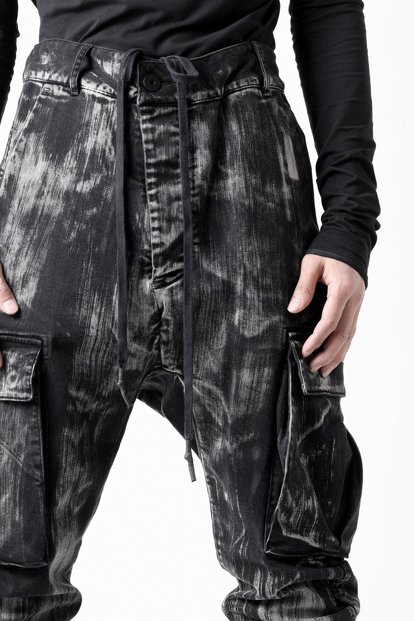 11 BY BORIS BIDJAN SABERI CARGO POCKET PANTS / OBJECT DYED & USED EFFECT "P21B-F1481" (BLACK)