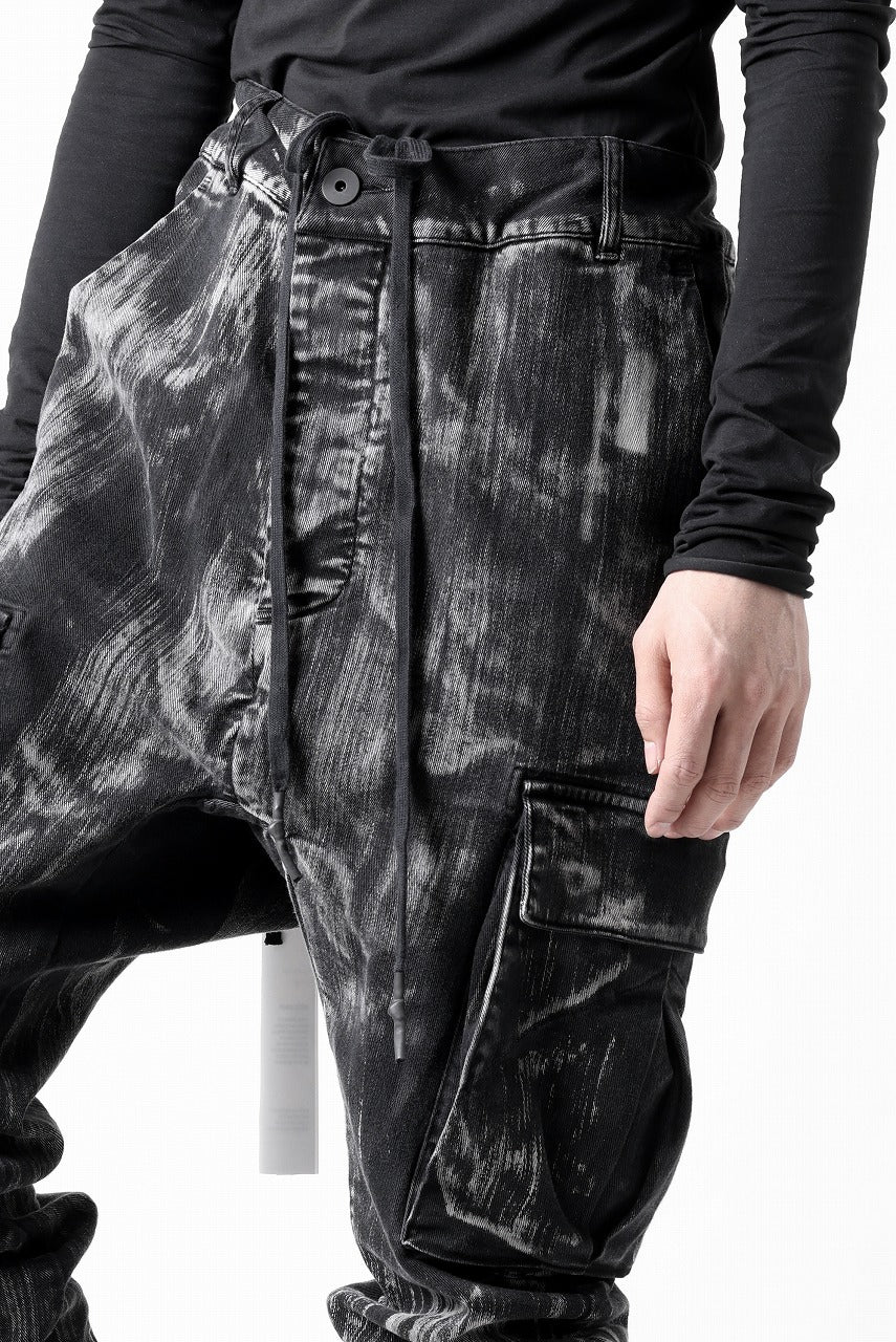 11 BY BORIS BIDJAN SABERI CARGO POCKET PANTS / OBJECT DYED & USED EFFECT "P21B-F1481" (BLACK)