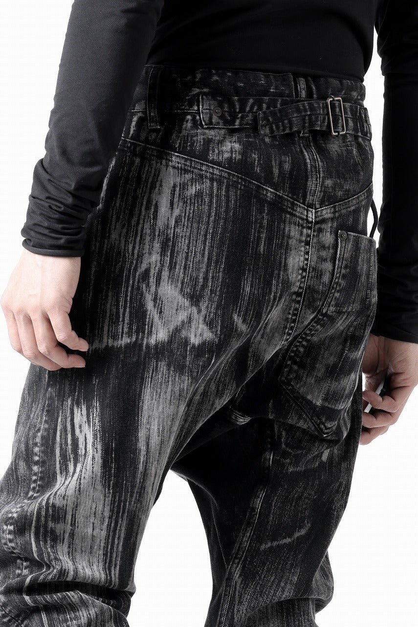 11 BY BORIS BIDJAN SABERI LOW CROTCH BAGGY PANTS / OBJECT DYED & USED EFFECT "P4C-F1481" (BLACK)