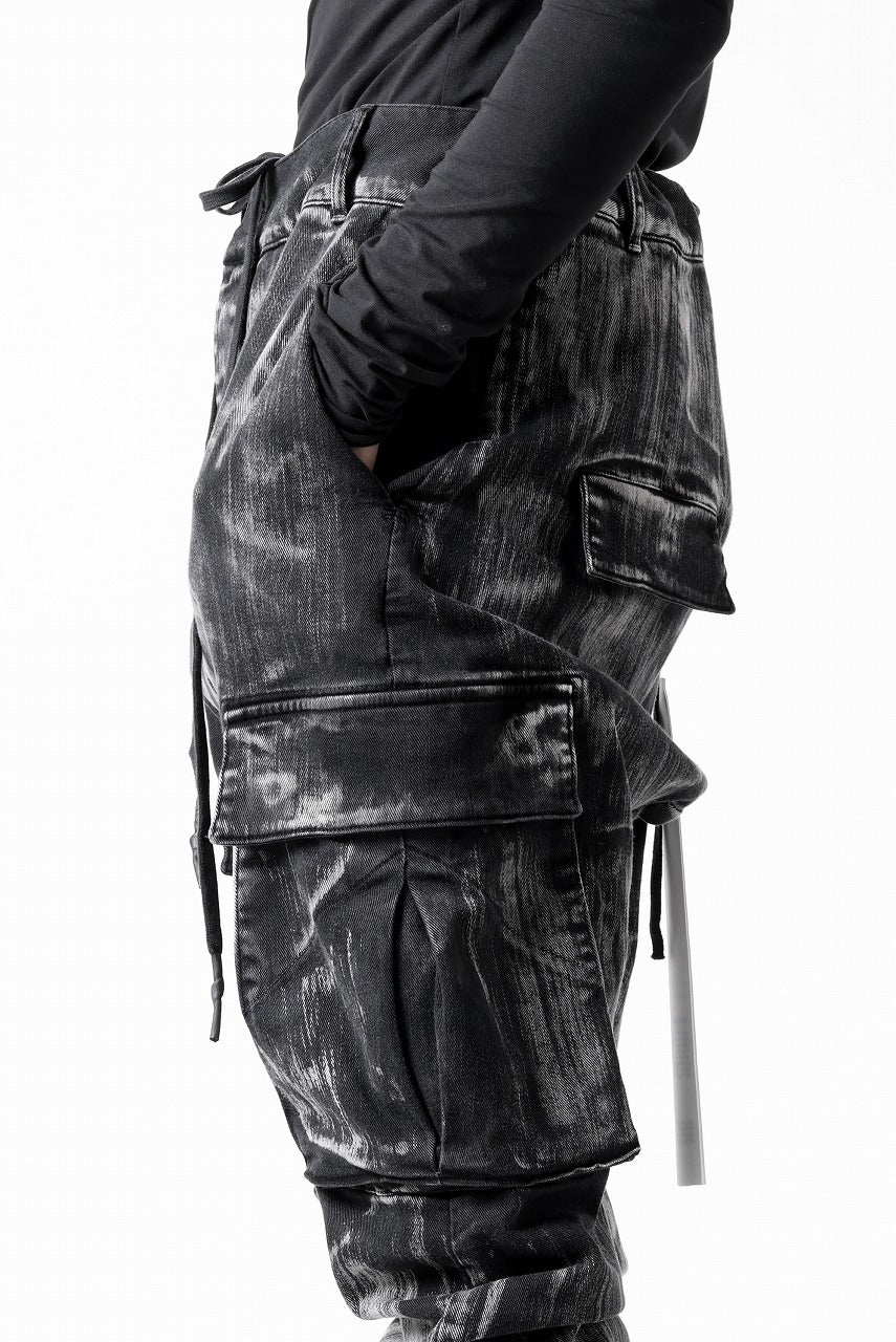 11 BY BORIS BIDJAN SABERI CARGO POCKET PANTS / OBJECT DYED & USED EFFECT "P21B-F1481" (BLACK)