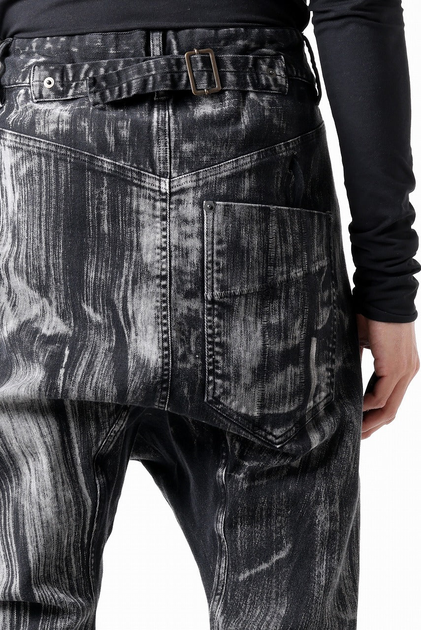 11 BY BORIS BIDJAN SABERI LOW CROTCH BAGGY PANTS / OBJECT DYED & USED EFFECT "P4C-F1481" (BLACK)