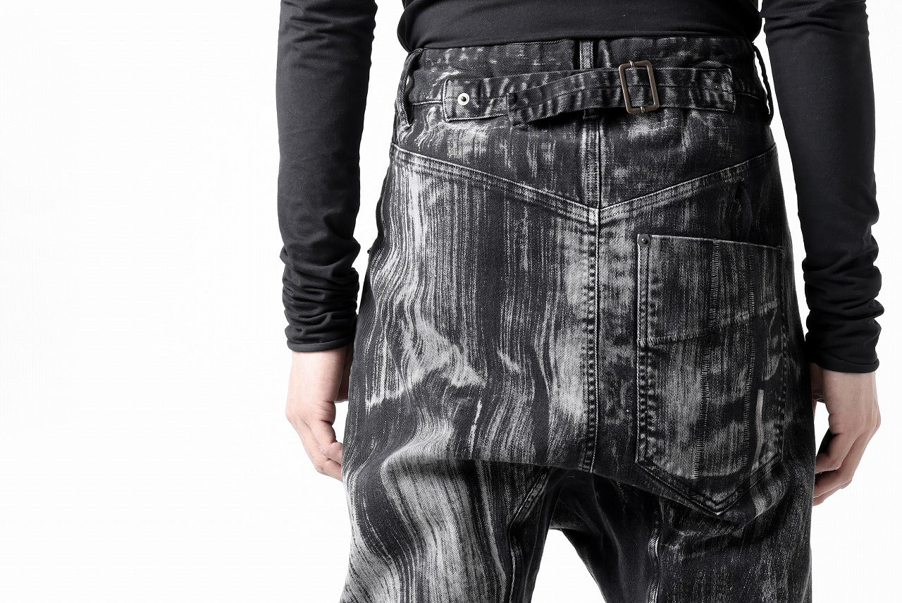 11 BY BORIS BIDJAN SABERI LOW CROTCH BAGGY PANTS / OBJECT DYED & USED EFFECT "P4C-F1481" (BLACK)