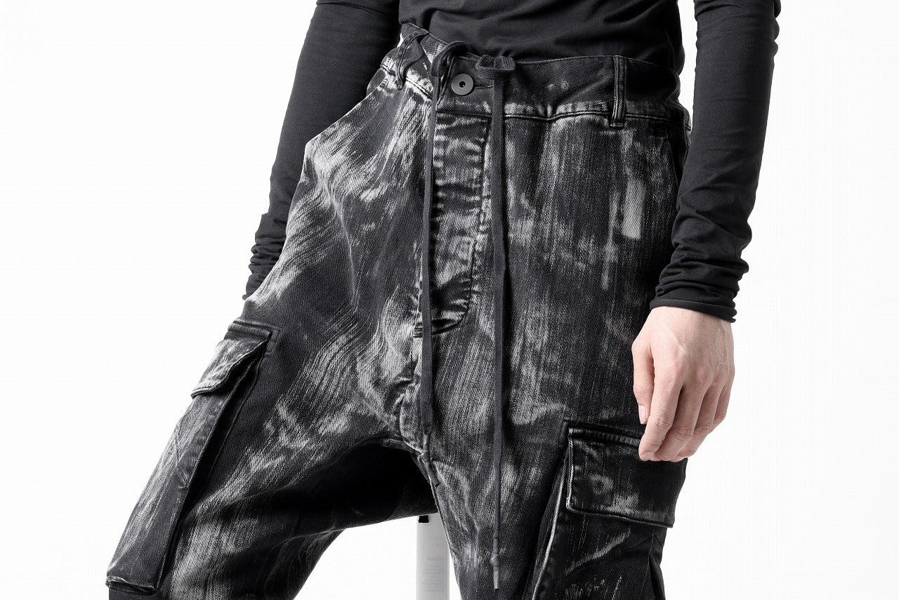 11 BY BORIS BIDJAN SABERI CARGO POCKET PANTS / OBJECT DYED & USED EFFECT "P21B-F1481" (BLACK)