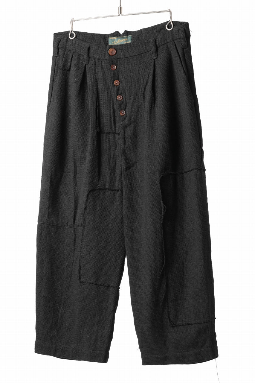 Aleksandr Manamis exclusive Bias Front Cropped Pant / Mesh Linen (BLACK)
