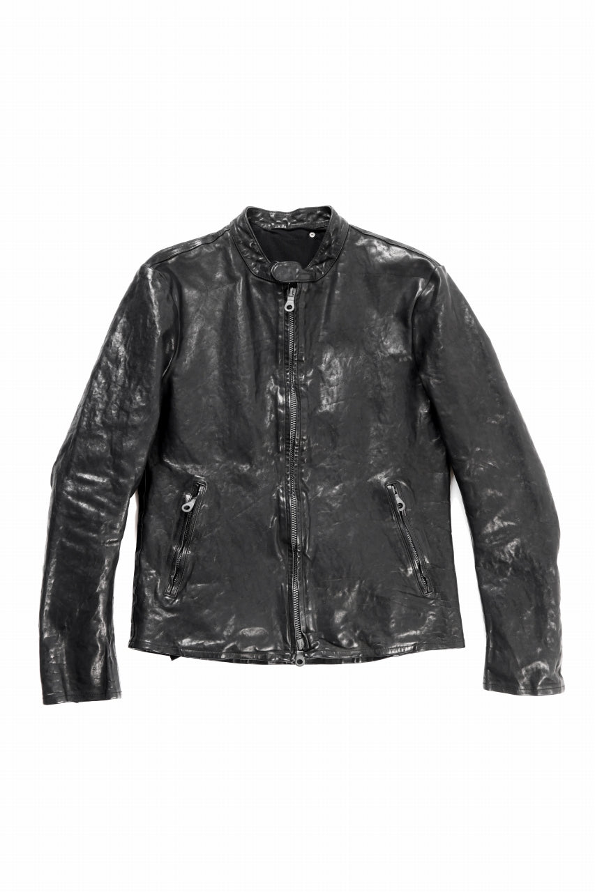 ISAMU KATAYAMA BACKLASH ITALY SHOULDER GARMENT-DYED SINGLE RIDERS JACKET(BLACK)