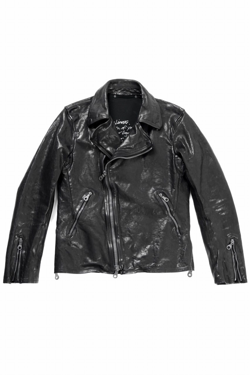 画像をギャラリービューアに読み込む, ISAMU KATAYAMA BACKLASH ITALY SHOULDER GARMENT-DYED DOUBLE RIDERS JACKET(BLACK)