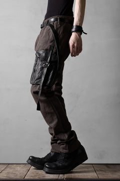 Load image into Gallery viewer, incarnation SLIM ARMY PANTS MP-3 / PIECE DYED (CANVAS + HORSE LEATHER) (81N)