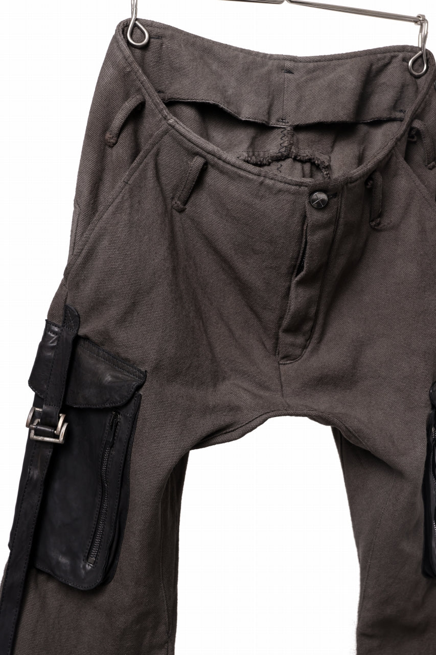 incarnation SLIM ARMY PANTS MP-3 / DYEING CANVAS+HORSE LEATHER (BROWN GRAY)