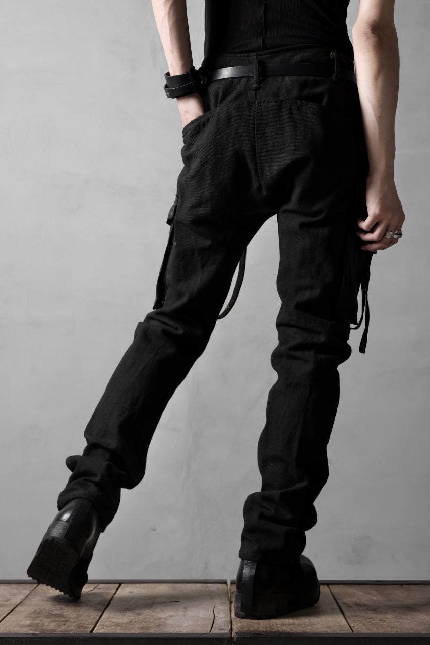 incarnation SLIM ARMY PANTS MP-3 / DYEING CANVAS+HORSE LEATHER (BLACK)