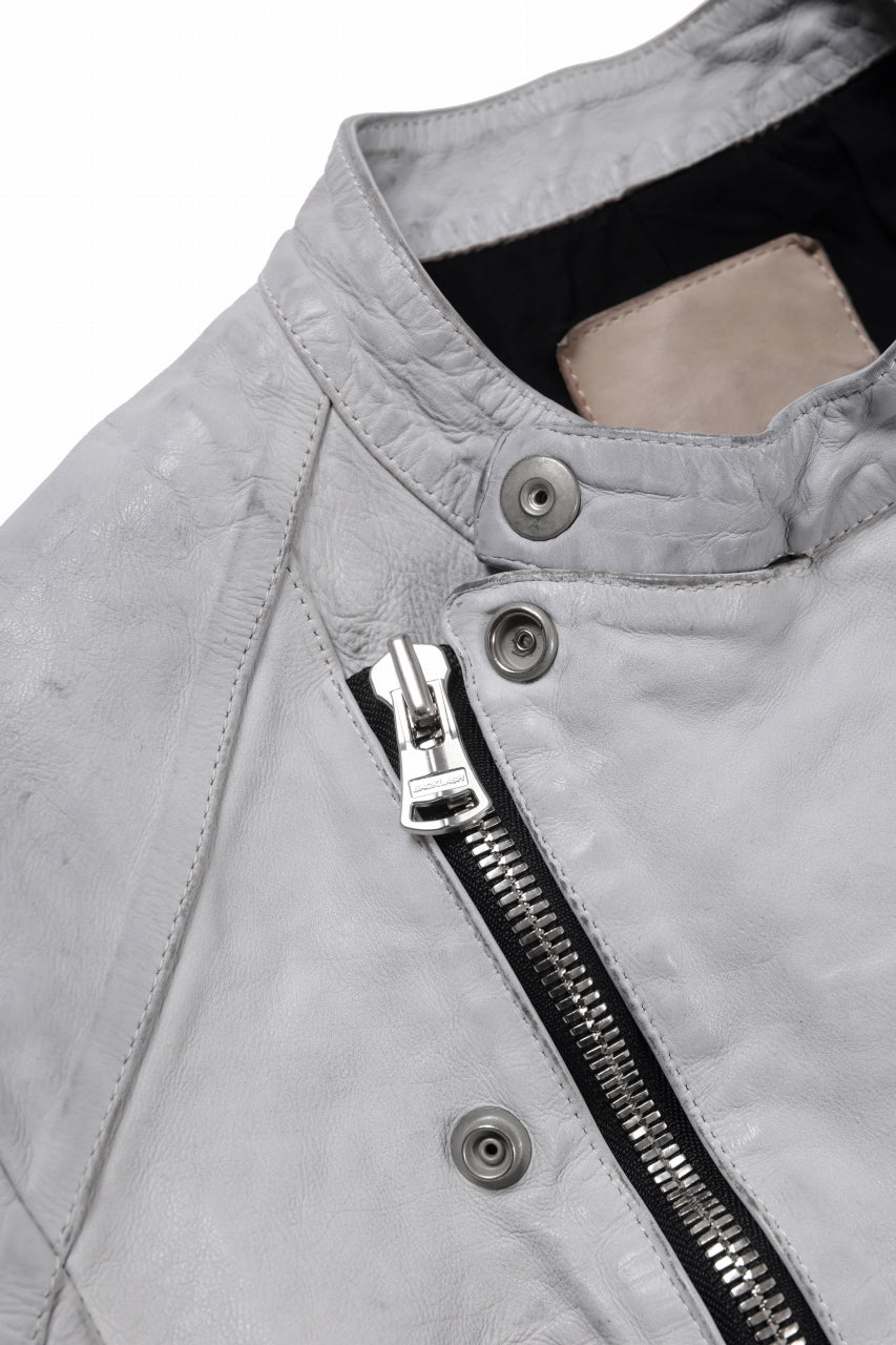 画像をギャラリービューアに読み込む, ISAMU KATAYAMA BACKLASH JP-CALF NATURAL DYED GARMENT-WASH SEMI-DOUBLE RIDERS JACKET (WHITE)