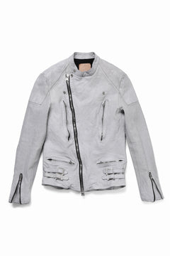 画像をギャラリービューアに読み込む, ISAMU KATAYAMA BACKLASH JP-CALF NATURAL DYED GARMENT-WASH SEMI-DOUBLE RIDERS JACKET (WHITE)