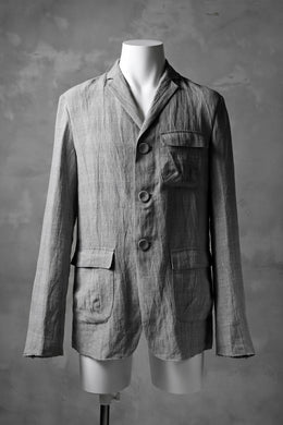 blackcrow 3B linen check jacket / sumi dyed (carbon)