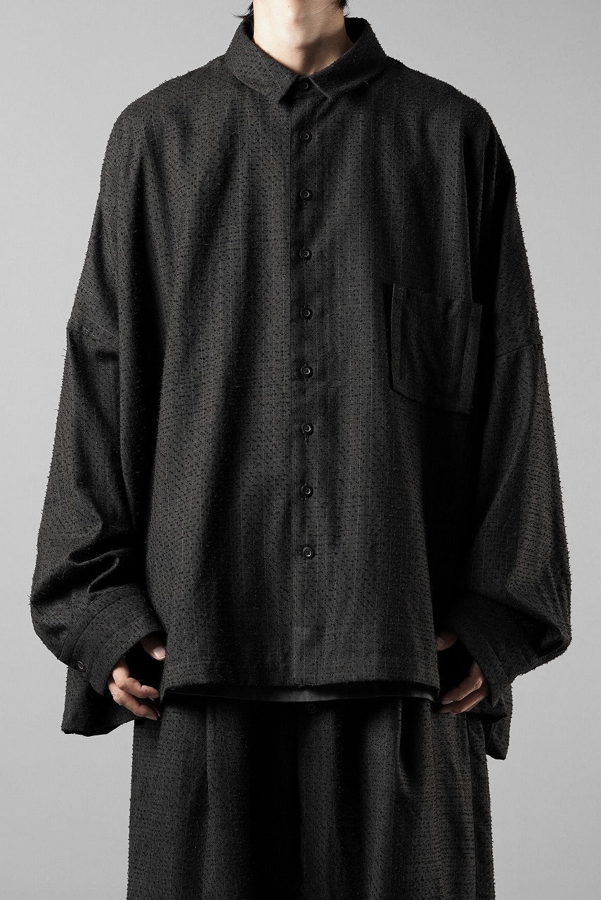 画像をギャラリービューアに読み込む, KLASICA EXTRA WIDE OUTER SHIRTS / FORK NEEDLE PUNCH SUPER 100&#39;s PENCIL STRIPE (IRON BROWN STRIPES)