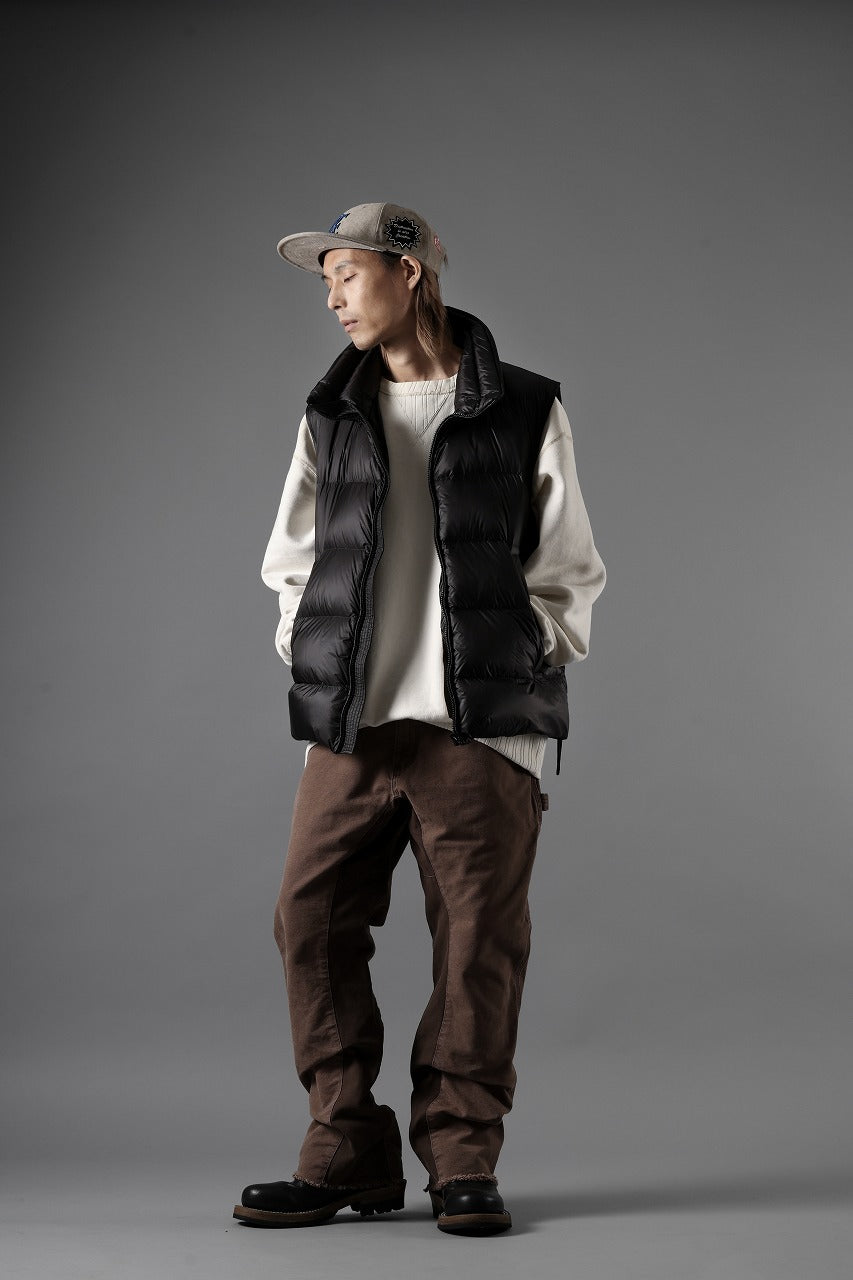 Ten c ASO DOWN VEST / PIECE DYED RIPSTOP 10 DEN + OJJ 11oz (BLACK)