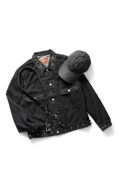 画像をギャラリービューアに読み込む, FULLCOUNT × HTC Type-2  Super Smooth Jean Jacket On Studs by Zip Stevenson (BLACK)