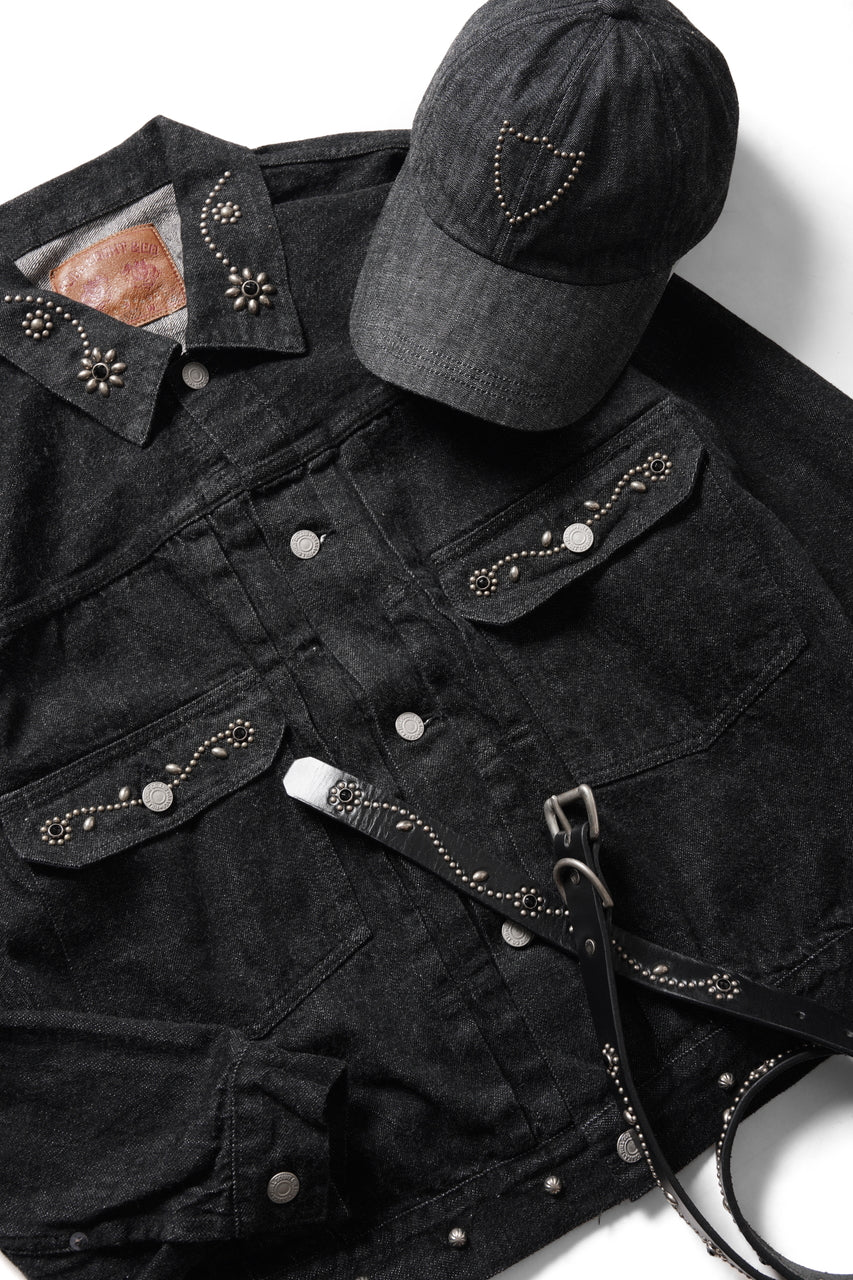 画像をギャラリービューアに読み込む, FULLCOUNT × HTC Type-2  Super Smooth Jean Jacket On Studs by Zip Stevenson (BLACK)