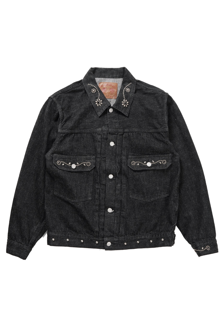 画像をギャラリービューアに読み込む, FULLCOUNT × HTC Type-2  Super Smooth Jean Jacket On Studs by Zip Stevenson (BLACK)