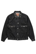 FULLCOUNT × HTC Type-2  Super Smooth Jean Jacket On Studs by Zip Stevenson (BLACK)