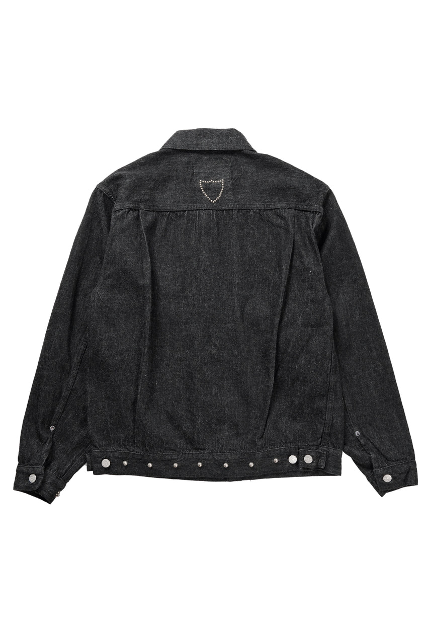 画像をギャラリービューアに読み込む, FULLCOUNT × HTC Type-2  Super Smooth Jean Jacket On Studs by Zip Stevenson (BLACK)