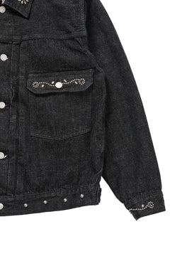 画像をギャラリービューアに読み込む, FULLCOUNT × HTC Type-2  Super Smooth Jean Jacket On Studs by Zip Stevenson (BLACK)