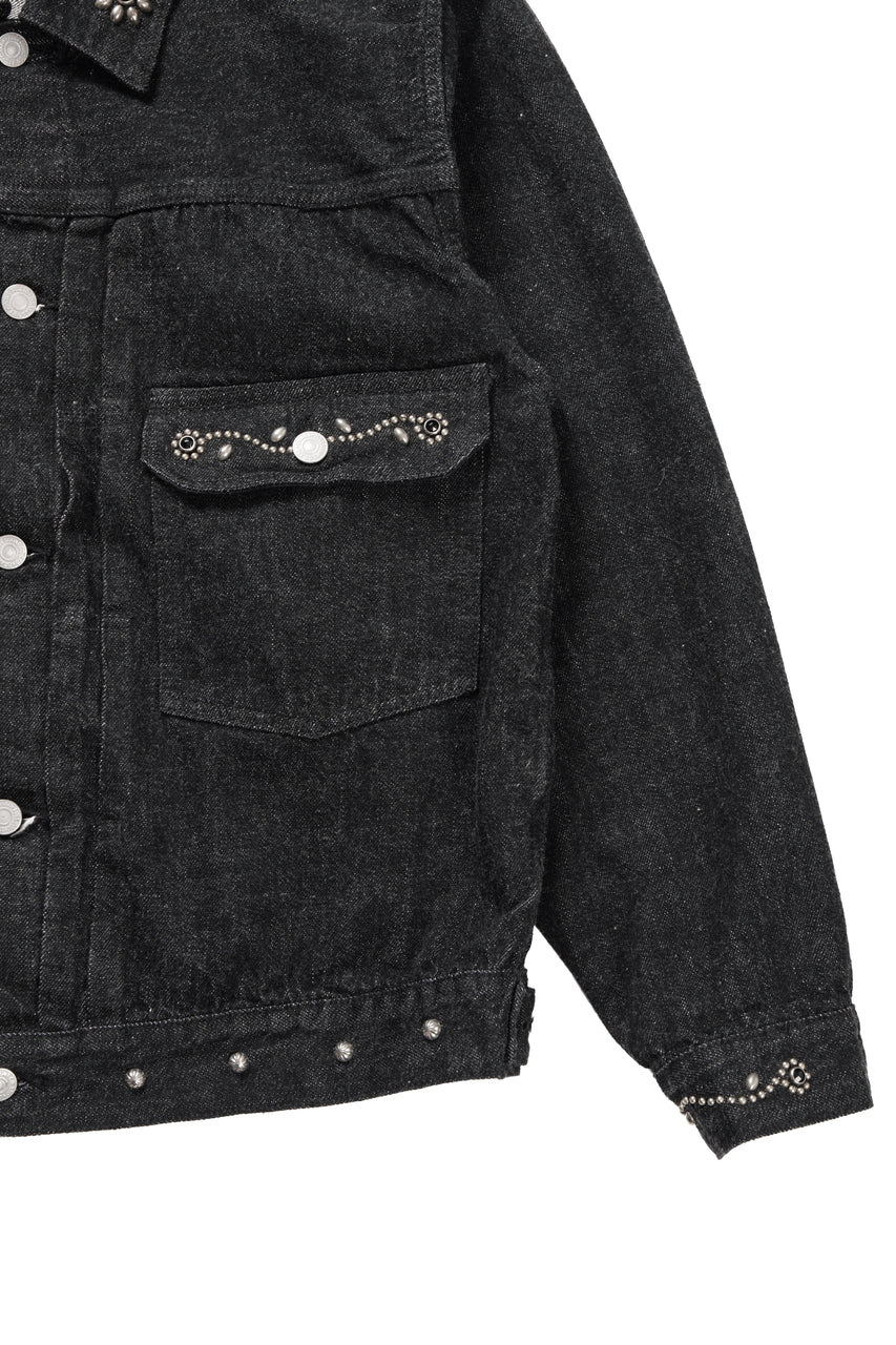 画像をギャラリービューアに読み込む, FULLCOUNT × HTC Type-2  Super Smooth Jean Jacket On Studs by Zip Stevenson (BLACK)