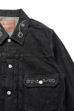 画像をギャラリービューアに読み込む, FULLCOUNT × HTC Type-2  Super Smooth Jean Jacket On Studs by Zip Stevenson (BLACK)