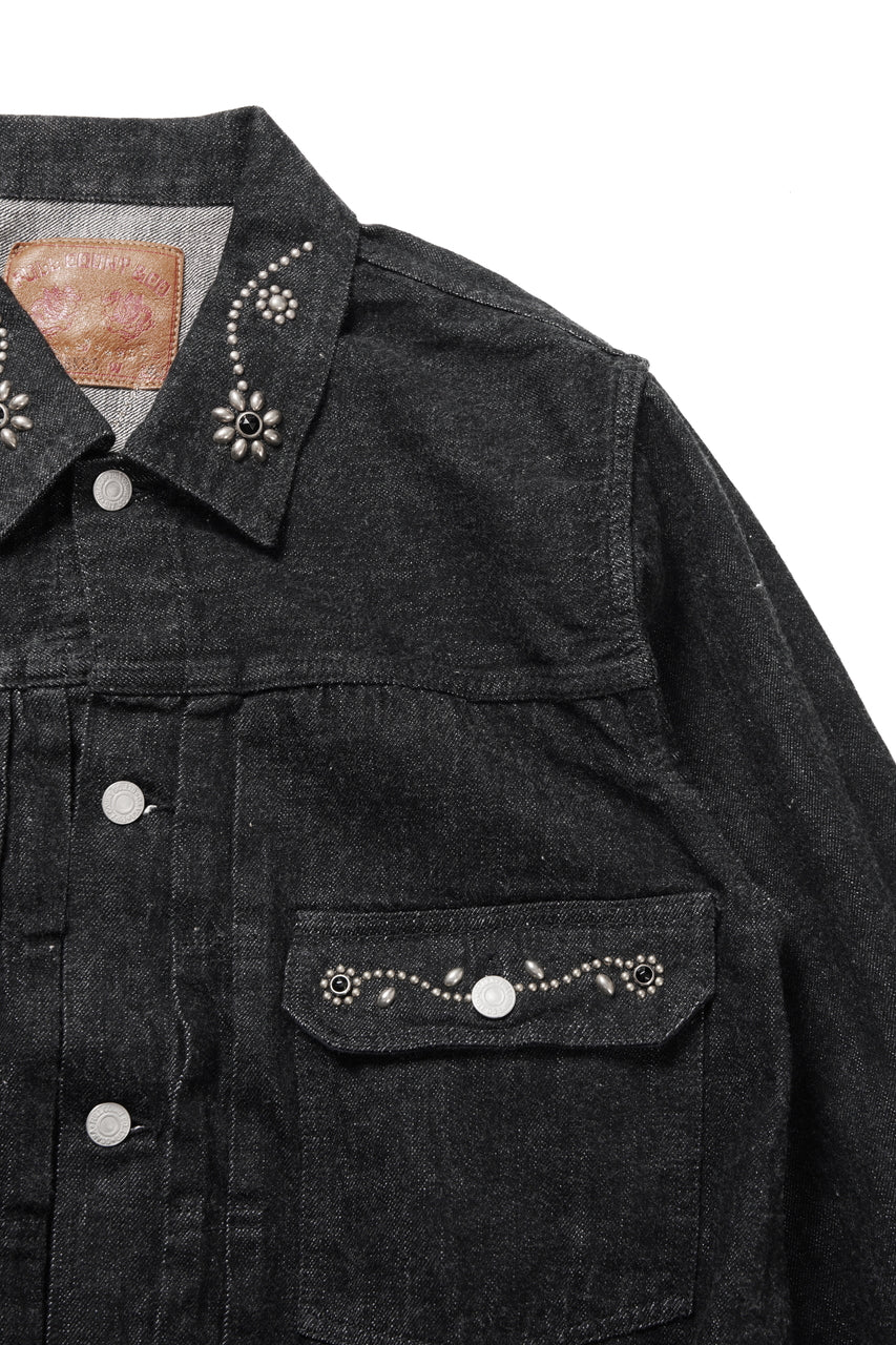 画像をギャラリービューアに読み込む, FULLCOUNT × HTC Type-2  Super Smooth Jean Jacket On Studs by Zip Stevenson (BLACK)