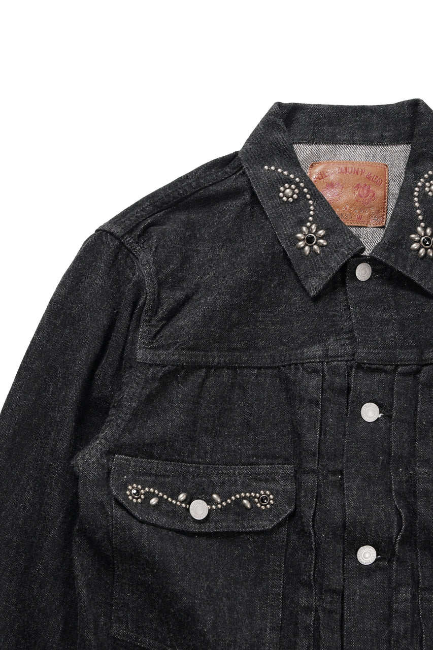 画像をギャラリービューアに読み込む, FULLCOUNT × HTC Type-2  Super Smooth Jean Jacket On Studs by Zip Stevenson (BLACK)