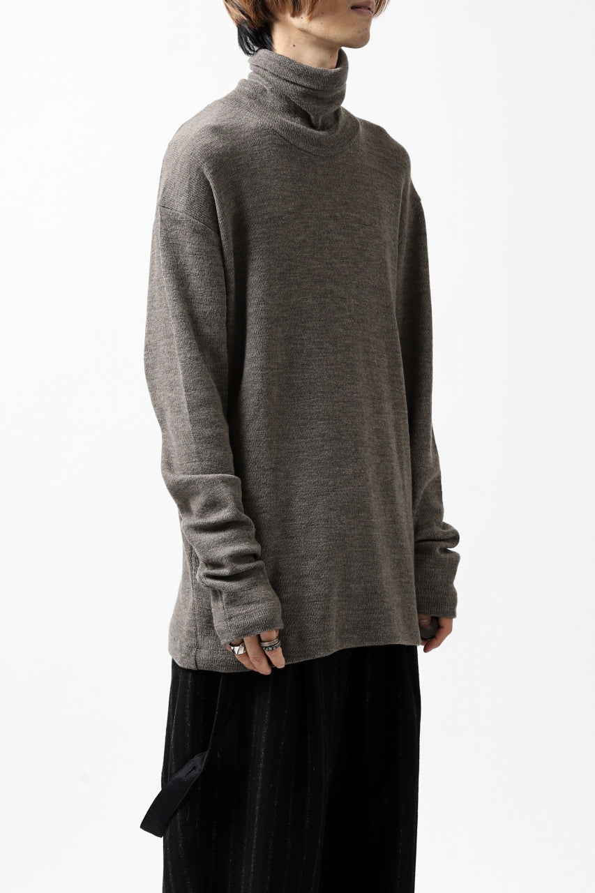 KLASICA SMOKE TURTLE NECK KNIT SWEAT TOP / WEANER WOOL RIB (FAWN)