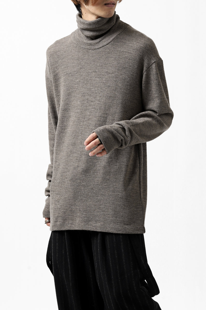 KLASICA SMOKE TURTLE NECK KNIT SWEAT TOP / WEANER WOOL RIB (FAWN)