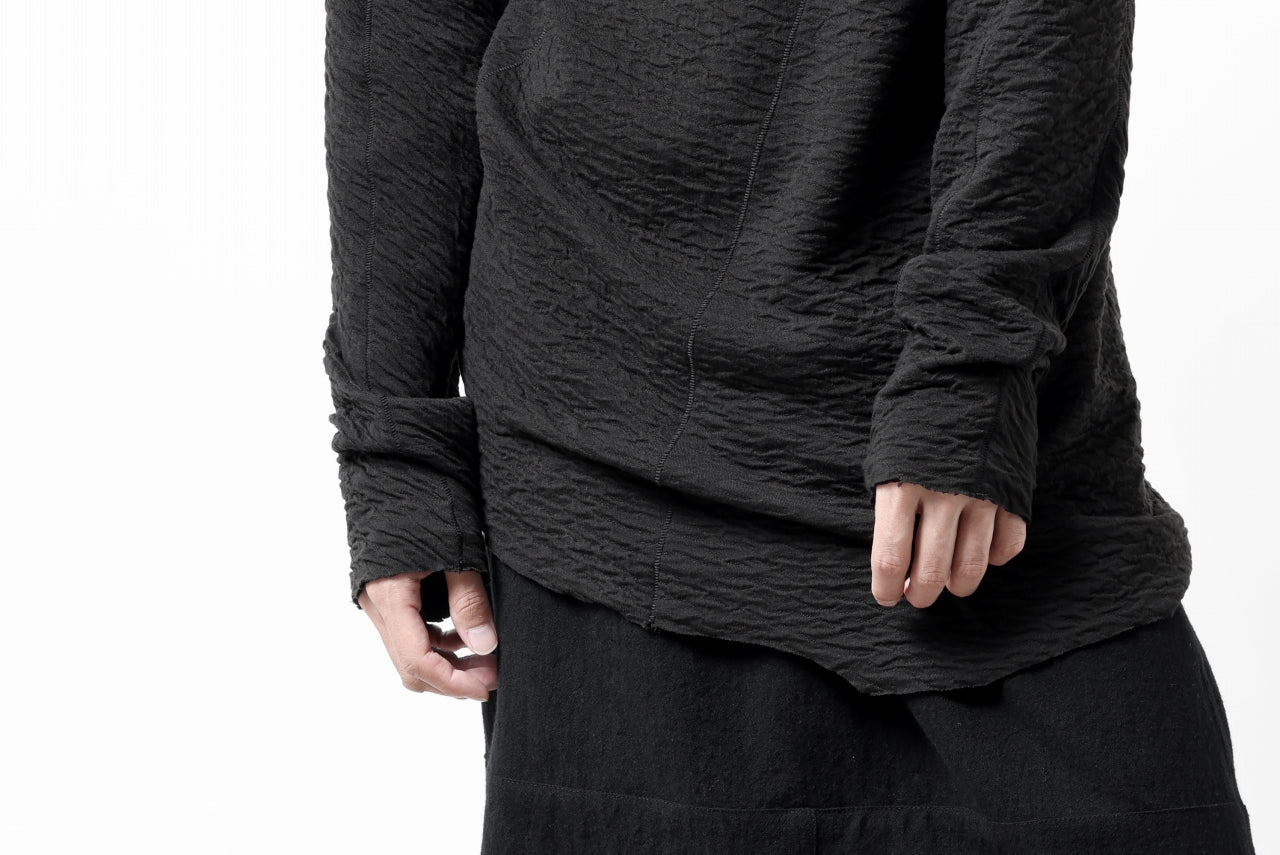 FIRST AID TO THE INJURED "UNDA" CREW NECK L/S TOPS / DOUBLE WAVY JERSEY (BLACK)