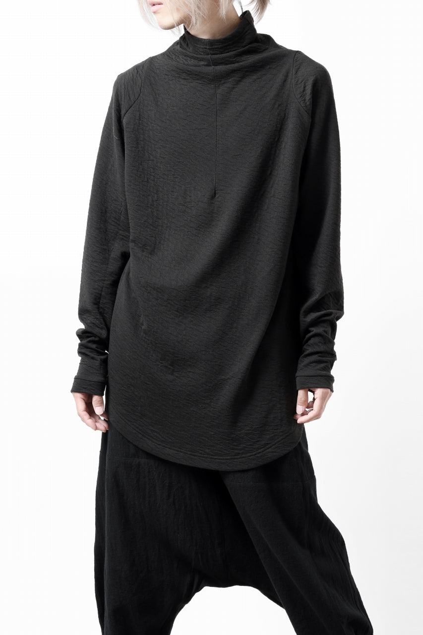 FIRST AID TO THE INJURED "UMEO" MOCK NECK L/S TOPS / DOUBLE WAVY JERSEY (BLACK)